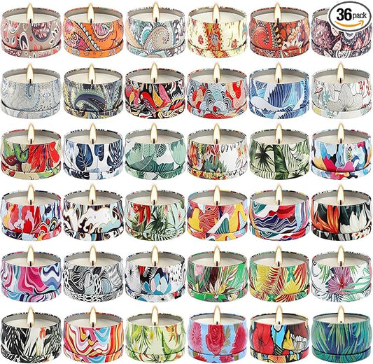 Set 36Pack Scented Candles Gifts Soy Wax Travel Tin Jar Candles for Home 2.5 OZ jar Candles for Mom, Birthday, Thanksgiving, Mother's Day,Aromatherapy,Valentine's Day Gifts