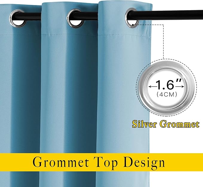 NICETOWN Blackout Curtains and Drapes - Energy Saving Thermal Insulated Solid Grommet Blackout Draperies for Sliding Glass Door/Patio (1 Pair, W80 x L84, Teal Blue)