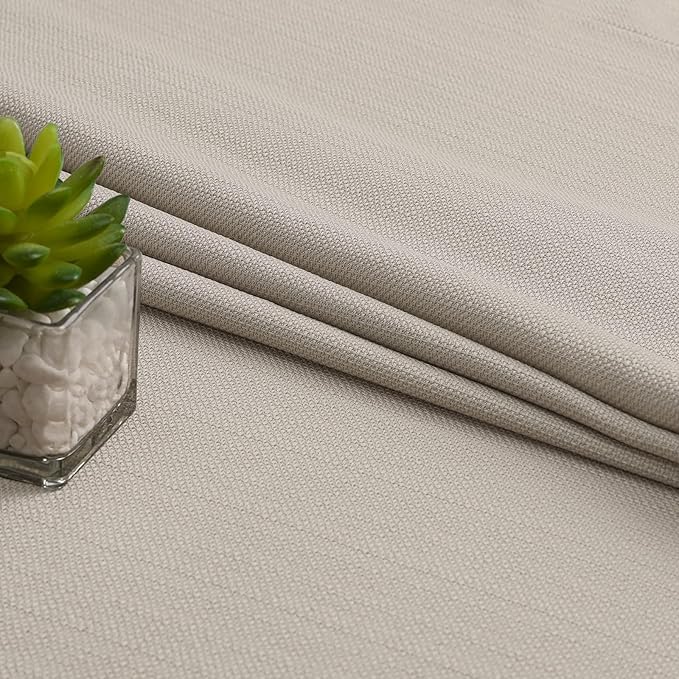Chyhomenyc 2 Panels Kitchen Curtains 36 Inch Length, Faux Linen Textured Small Cafe Curtains, Light Filtering Short Window Curtains for Bathroom Basement, Each 30x36 inch, Moon Beige