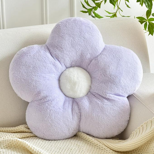 Pillows, Soft Flower Shaped Pillow with Home Decorative for Couch Chair Bed,Flower Floor Throw Pillows for Adults Bedroom Living Room (Lavender Purple, 19.6 Inches)