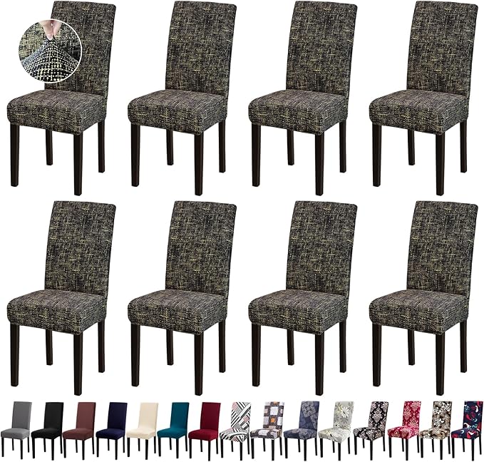 Chair Covers, Stretch Kitchen Chair Covers/Dining Chair Covers for Dining Room 8 Pack, Removable Washable Dining Chair Slipcovers for Home, Hotel, Banquet