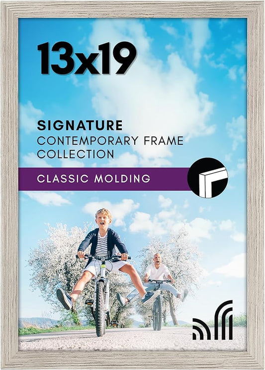 Americanflat 13x19 Picture Frame with Shatter-Resistant Glass - Signature Collection - Gallery-Style Frames Made of Engineered Wood - Photo Frame for Wall Display - Driftwood
