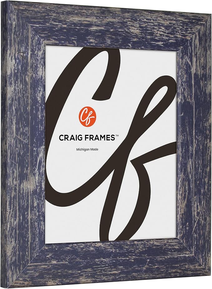 Craig Frames American Barn, 11x12 Picture Frame, Faux Barnwood, Blue