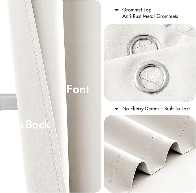 MIULEE Ivory Blackout Curtains for Bedroom Living Room 84 Inches Long 2 Panels, Thermal Insulated Room Darkening Drapes Grommet Noise Reducing Light Blocking Window Treatments 40x84 inch