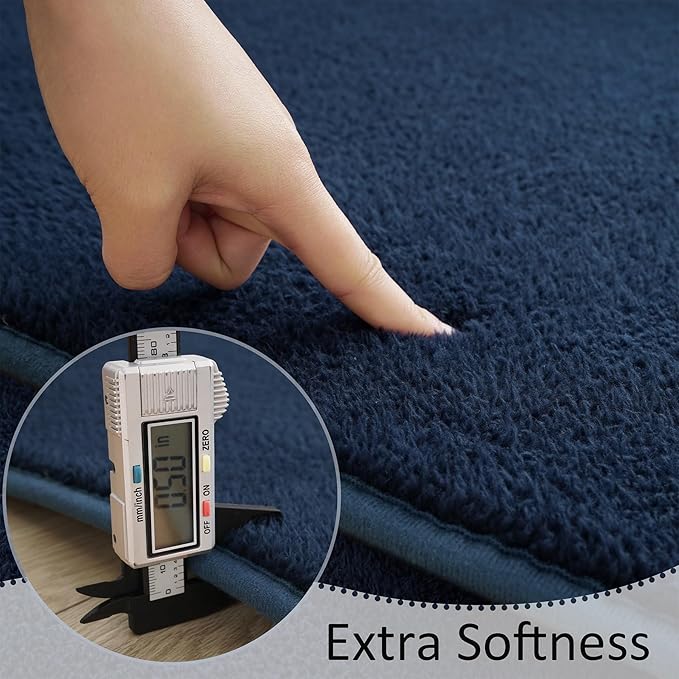 Soft Runner Rugs for Bedroom 2x6, Non Slip Runners for Hallway Kitchen Laundry Dorm Washable, Minimalist Low Pile Long Rugs for Boys Men Girls Kids, Navy Blue