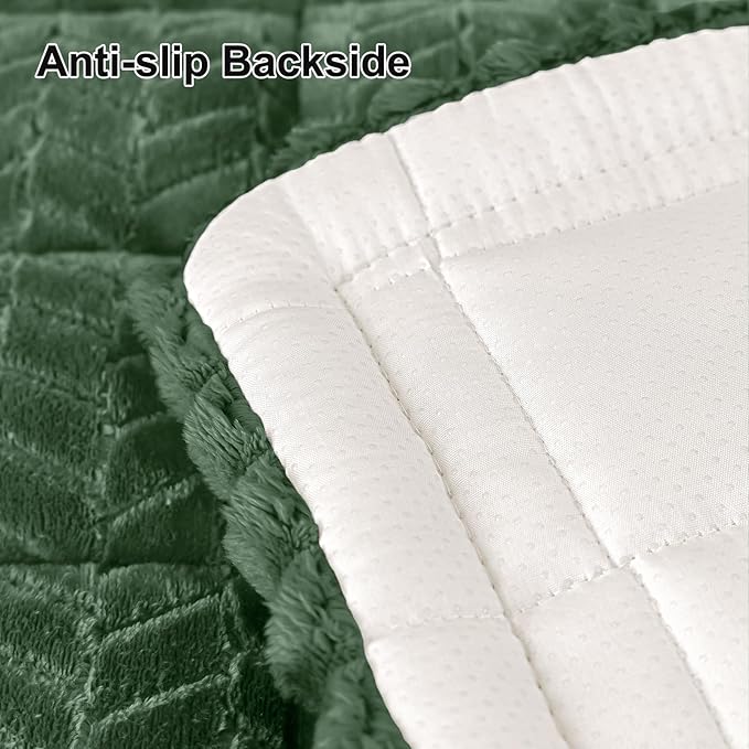 Smiry Non Slip Couch Covers for Dogs, Fuzzy Pet Couch Covers for 3 Cushion Sofa Pet Friendly, Soft Sofa Slipcovers Cushion Furniture Protector Washable (Dark Green, 27.6" x 82.7")