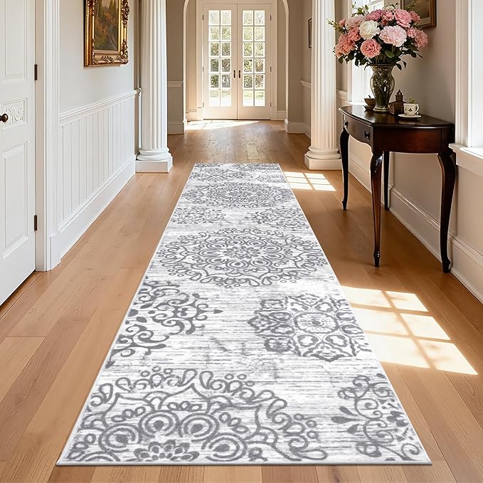 HEBE Hallway Runner Rug 3'x14' Washable Vintage Distressed Area Rugs Non Slip Laundry Rug Runner Boho Floor Carpet Runners for Hallways Entryway Laundry Room Kitchen Bathroom