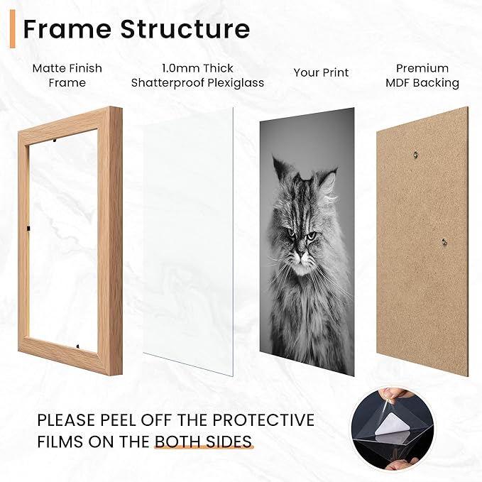 15 Pack Picture Frames Collage Wall Decor, Gallery Frame Set for Wall Mounting or Tabletop Display, Multi Sizes Including 3pcs 8x10, 6pcs 5x7, 6pcs 4x6, Oak