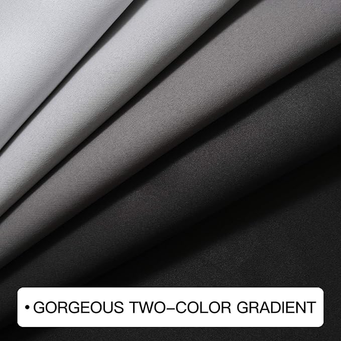 COSVIYA Curtains & Drapes Ombre Black Curtains 63 inch Length 2 Panels, Grommet Room Darkening Light Blocking Insulated Thermal Gradient Window Curtains for Bedroom/Living Room,70x63 inches