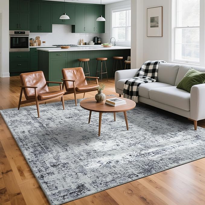 HOMORE Living Room Rug 5x7 Grey Rug for Bedroom Washable Area Rugs for Dining Room Non Slip Rugs for Kids Nursery Room Abstract Carpet for Farmhouse,Dorm,Classroom,Apartment