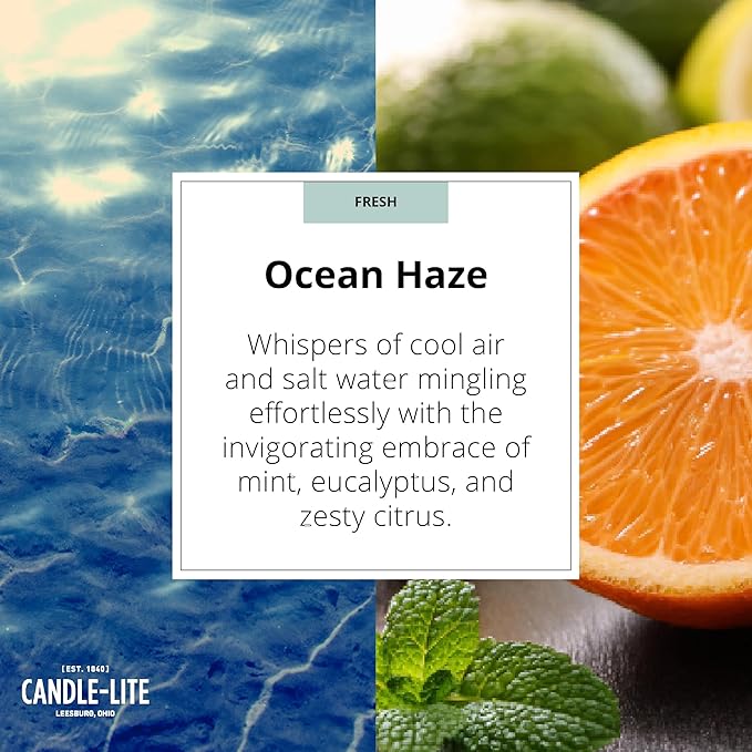 Candle-lite Rugged & Refined Scented Candle for Men, Ocean Haze, 9 oz Tin, Poured in The USA, Masculine Fragrance, 1-Wick, 58 Hours of Burn Time, Ideal Gift for Man in Your Life & Father's Day