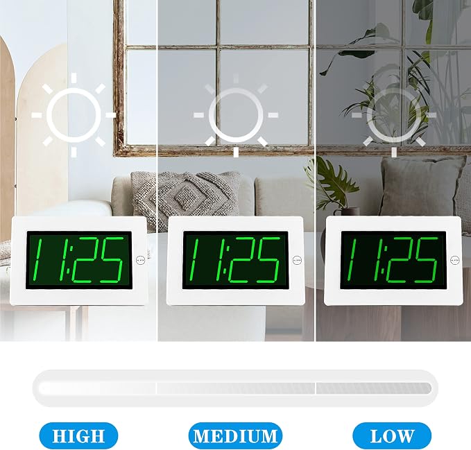 KWANWA Large Digital Alarm Clock, 3" LED Display Battery Operated, Dimmable Auto Night Mode, Easy to Read for Seniors Visually Impaired, Cordless Wall Clock or Table Clock for Bedroom Kitchen RV - Image 4