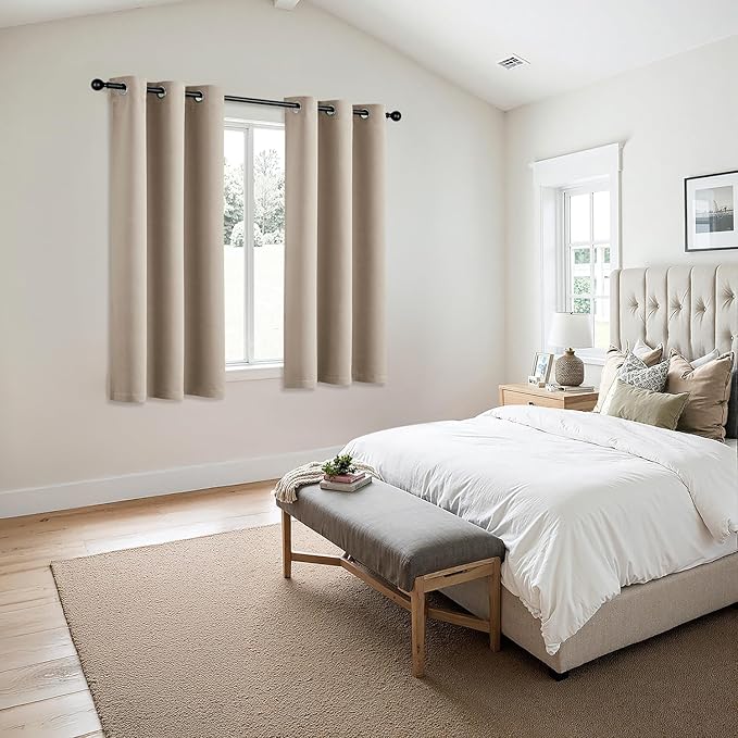 MIULEE Taupe Blackout Curtains for Bedroom Living Room 45 Inches Long 2 Panels, Thermal Insulated Room Darkening Drapes Grommet Noise Reducing Light Blocking Window Treatments 40x45 Inch