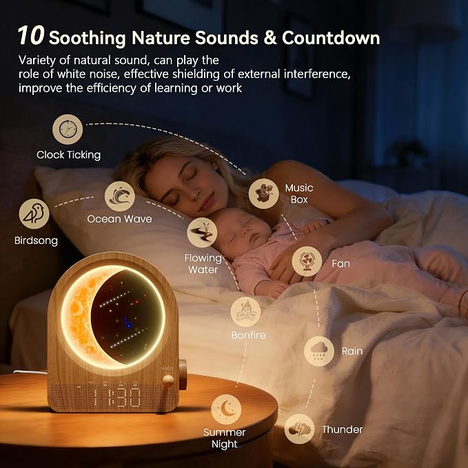blonbar Dual Alarm Clock for Heavy Sleepers, Dimmable Moon Lamp Gifts - Image 7