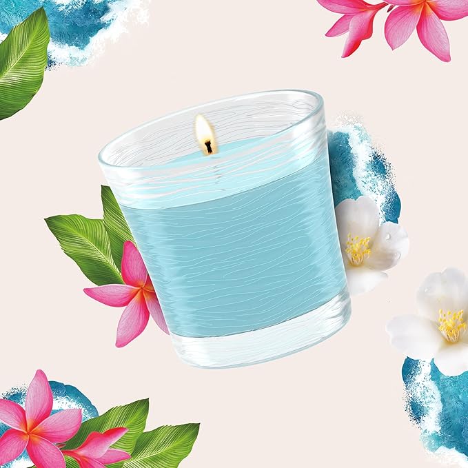 Glade 1-Wick Scented Candle Jar, Aqua Waves, Air Freshener Infused with Essential Oils, 4.08 Oz, 2 Count