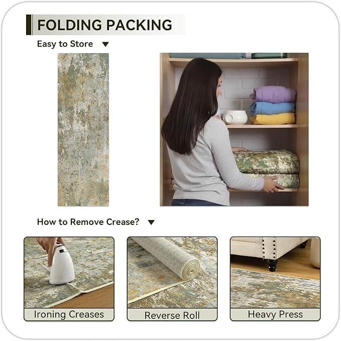 Green Rug Runners for Hallways Kitchen 2.6x8 Non Slip Washable Entryway Runner Rugs with Rubber Backing 8ft Long Carpet Runner for Laundry Bedroom, Low Pile Stain & Fade Resistant, Sage Green