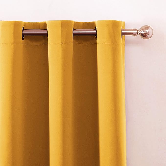 LEMOMO Yellow Blackout Curtains 40 x 63 Inch Length/Set of 2 Curtain Panels/Thermal Insulated Room Darkening Blackout Curtains for Bedroom