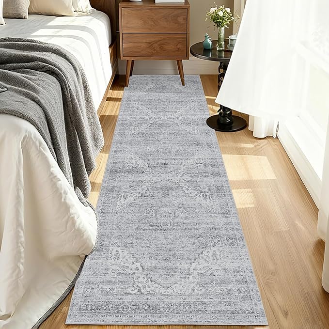 Washable Runner Rug 2x8 Runners for Hallways，Vintage Kitchen Runner Rugs with Non-Slip Backing Hallway Runner Rugs,Ultra-Thin Carpet for Bedroom, Entryway,Bathroom,Laundry Room