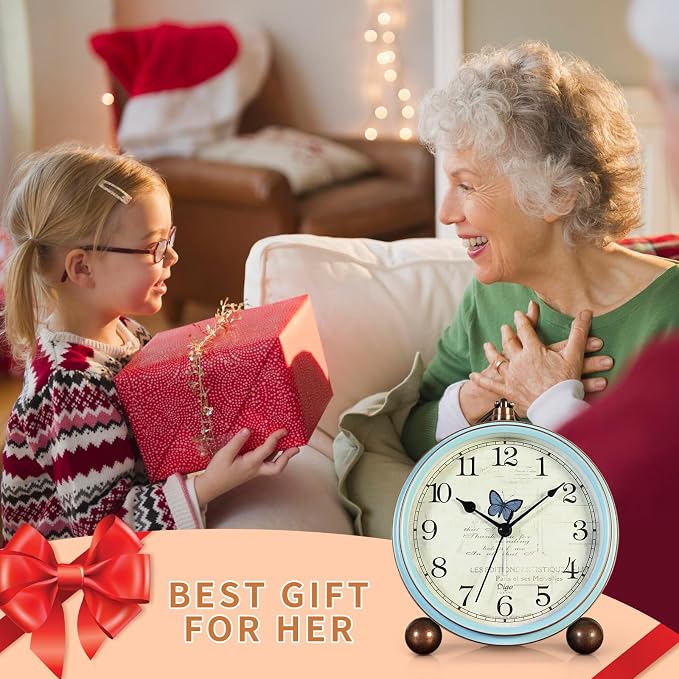 Maxspace 5.2in Analog Clock, Retro Silent Desk Clock Non-Ticking & Battery Operated with Quartz Movement,Clock Decor for Bedroom Living Room - Image 6