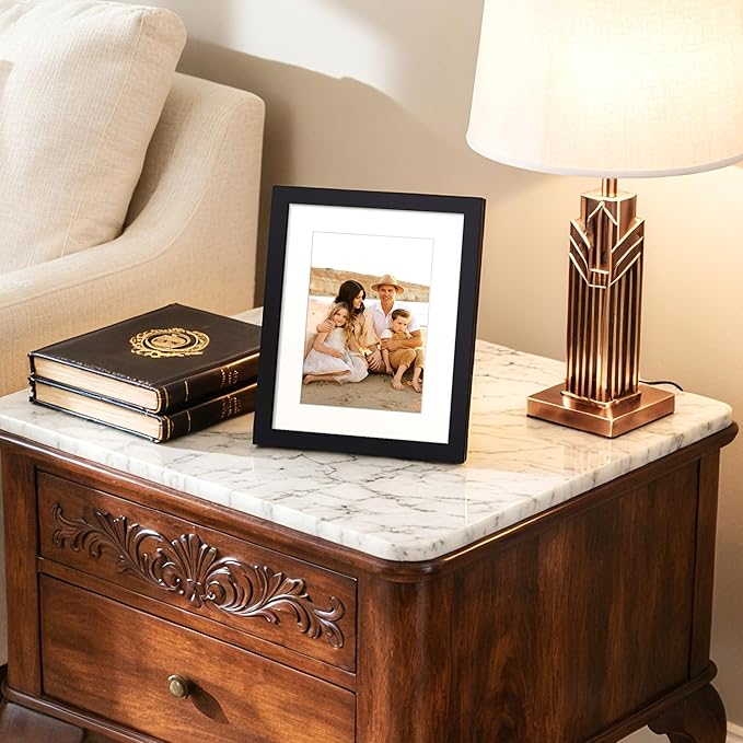 upsimples 7x9 Picture Frame, Display Pictures 5x7 with Mat or 7x9 Without, Wall Hanging Photo Frame, Black, 1 Pack