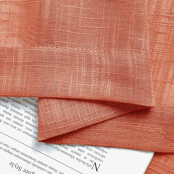 XTMYI Pumpkin Color Fall Decor for Kitchen Home Boho Sheer Burnt Orange Curtains for Bedroom Bathroom Window 24 Inch Length