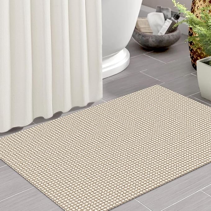IOHOUZE Small Area Rug 2x3 Washable Woven Rugs for Entryway Non Slip Rubber Backed Front Door Rugs Indoor Doormat Throw Rug Floor Carpet for Entrance Kitchen, Beige/Khaki