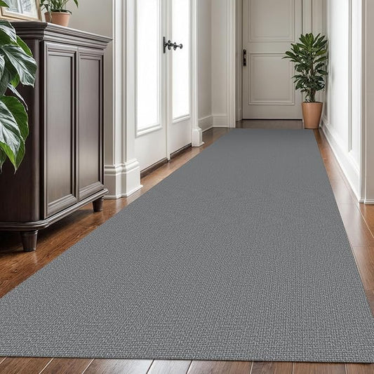 KOZYFLY Washable Runner Rug 3x16 ft Hallway Kitchen Runner Rugs with Rubber Backing Bobo Non Slip Entryway Runner Indoor, Long Carpet Runners for Hall Kitchen Entryway, Grey