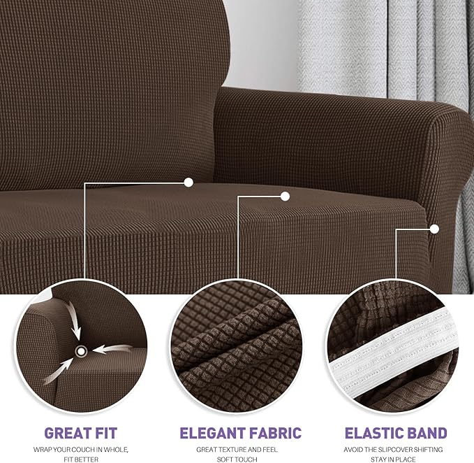 ZNSAYOTX Stretch Oversized Couch Cover Universal Sofa Covers for Living Room Dogs Pet Furniture Protector Spandex Extra Large Sofa Slipcovers with Anti Slip Foam Sticks (Coffee, XL Sofa)