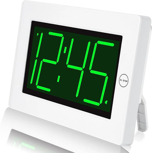 KWANWA Large Digital Alarm Clock, 3" LED Display Battery Operated, Dimmable Auto Night Mode, Easy to Read for Seniors Visually Impaired, Cordless Wall Clock or Table Clock for Bedroom Kitchen RV by KWANWA