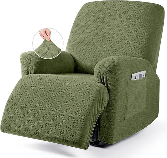 VANSOFY Recliner Chair Cover, 3-Pieces Stretch Lazy Boy Recliner Covers for Recliner Chair Soft Reclining Chair Slipcover Furniture Protector for Dogs Cats(Army Green)