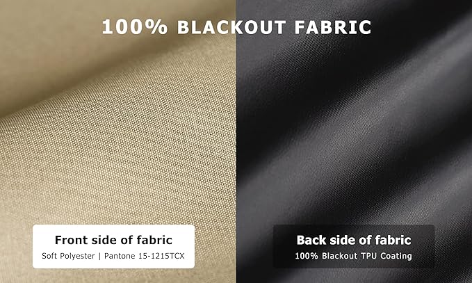 LazBlinds 100% Blackout Door Curtain, No Tools No Drill Cordless Blinds for Windows, Thermal Insulated UV Protection Privacy Window Curtains for French Door Front Door(26''W x 68''H, Beige, 1 Panel)
