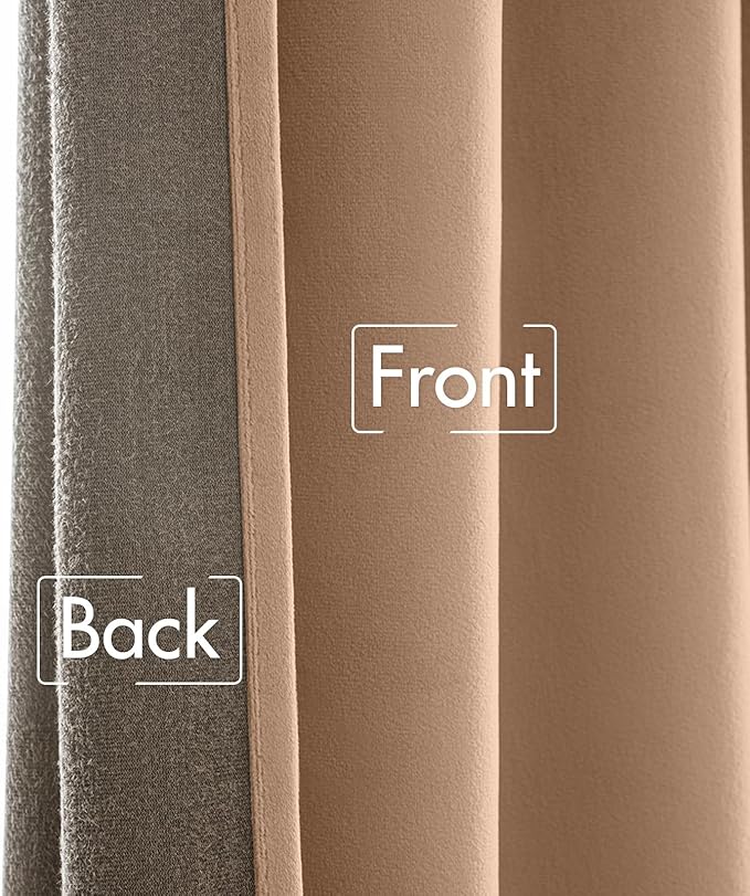 MIULEE Blush Beige Velvet Curtains 108 inches - Luxury Blackout Curtains for Bedroom Living Room Thermal Insulated Super Soft Window Drapes Rod Pocket & Back Tab, W52 x L108 inches, 2 Panels
