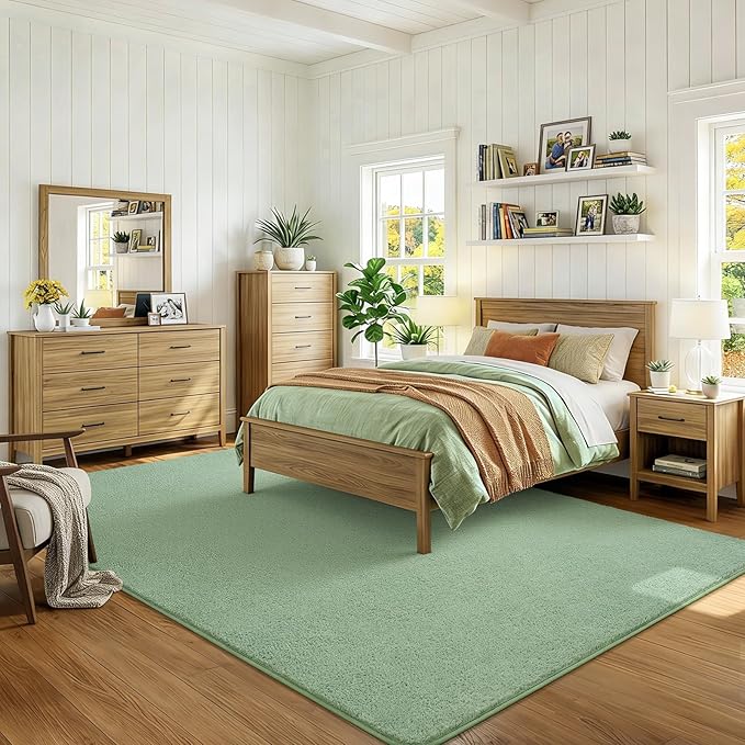 Soft Rugs for Living Room 4x6 Light Green, Modern Area Rug for Bedroom Nursery Dorm, Thickened Throw Rugs for Girls Kids, Washable Indoor Floor Carpets