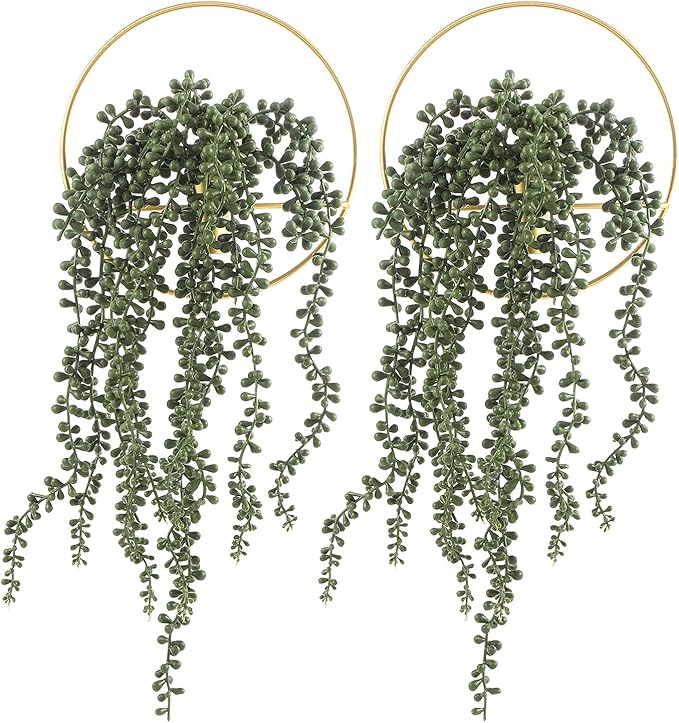 Pretty Jolly Wall Decor Metal Vase Decoration Holder, Wall-Mounted Artificial Flowers, Golden Fake Wheat 2 Pack, Art Artificial Greenery, Farmhouse, Boho