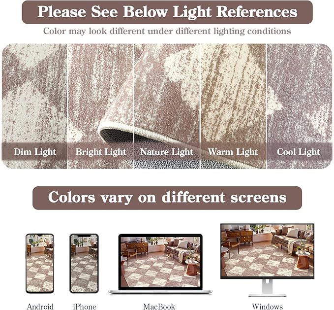Lahome Zelie Machine Washable Rugs 6x9, Soft Beige Rugs for Bedroom Aesthetic Non Slip Living Room Rug Dining Room Carpet for Under Table, Moroccan Trellis Indoor Carpet for Dorm Apartment Playroom