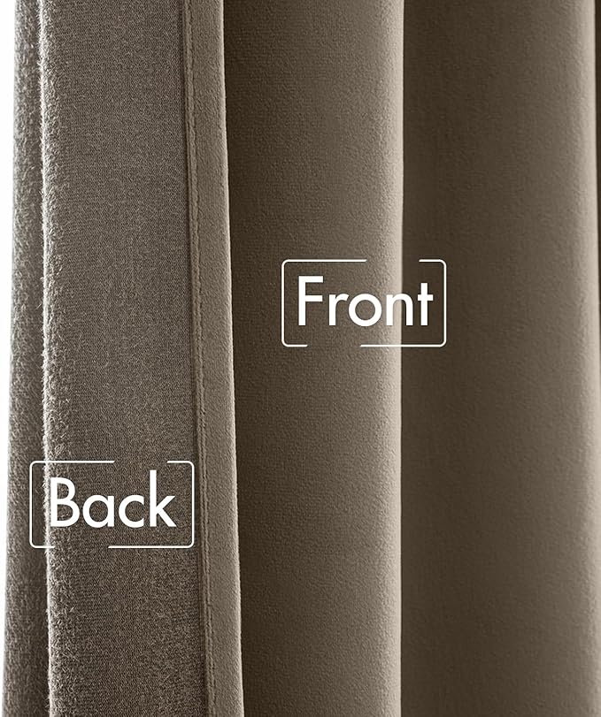 MIULEE Taupe Velvet Curtains 90 inches - Luxury Blackout Curtains for Bedroom Living Room Thermal Insulated Super Soft Window Drapes Rod Pocket & Back Tab, W52 x L90 inches, 2 Panels