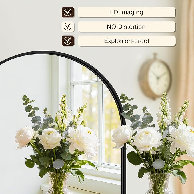 Vanity Bathroom Mirror for Wall, 2 Pack 36”x24” Arched Bathroom Mirror for Over Sink, Arched Metal Frame for Bedroom, Living Room, Entryway, Hanging or Leaning, Black