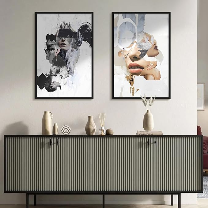 upsimples 24x36 Poster Frame, Display Pictures 20x30 with Mat or 24 x 36 Without, Wall Hanging Picture Frames, Black, 1 Pack