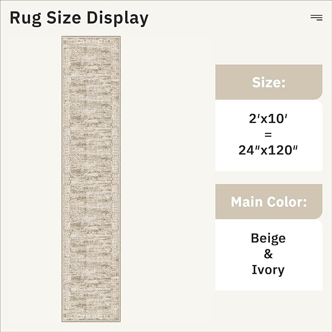Soalmost Runner Rug 2'x10' Washable Non-Slip Runner Rugs for Kitchen Bathroom Laundry Room Brown Vintage Floor Carpet Runners for Hallway Entryway