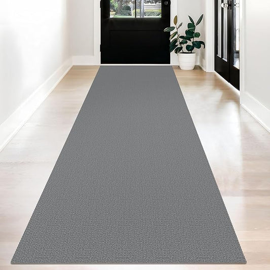 KOZYFLY Washable Runner Rug 3x12 ft Hallway Kitchen Runner Rugs with Rubber Backing Bobo Non Slip Entryway Runner Indoor, Long Carpet Runners for Hall Kitchen Entryway, Grey
