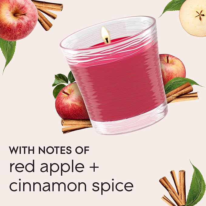 Glade 1-Wick Scented Candle Jar, Apple Cinnamon, Air Freshener Infused with Essential Oils, 4.08 Oz, 3 Count