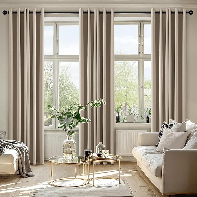 MIULEE Taupe Blackout Curtains for Bedroom Living Room 72 Inches Long 2 Panels, Thermal Insulated Room Darkening Drapes Grommet Noise Reducing Light Blocking Window Treatments 40x72 inch