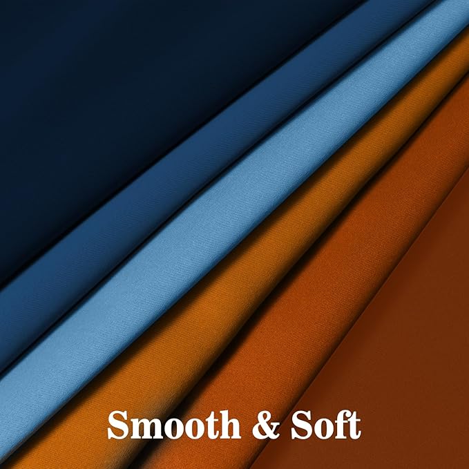 Yakamok Blackout Ombre Dark Blue and Burnt Orange Curtains-Gradient Room Darkening Curtain, Grommet Thermal Insulated Light Blocking Window Drapes Curtain for Living Room Bedroom,52 x 72 Inch,2 Panels