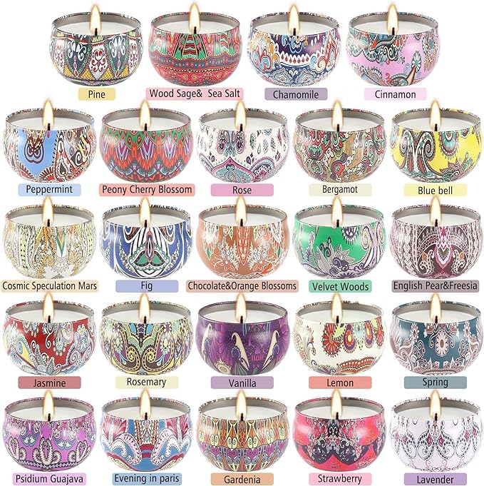 Scented Candles Gift Set, 2.5 oz Soy Wax Aromatherapy Candle for Home, Romantic Candles Gift for Mother Day Christmas Valentines Birthday (24 Pack)