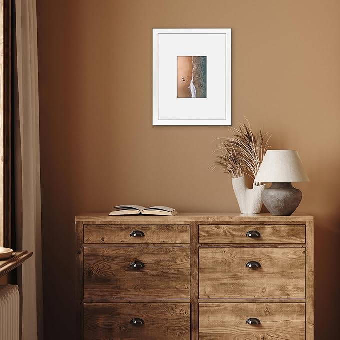 Americanflat 11x14 Picture Frame with Shatter-Resistant Glass - Use as 5x7 Frame with Mat or Display 11x14 Photo Without Mat - Signature Collection - Picture Frames for Wall Display - White
