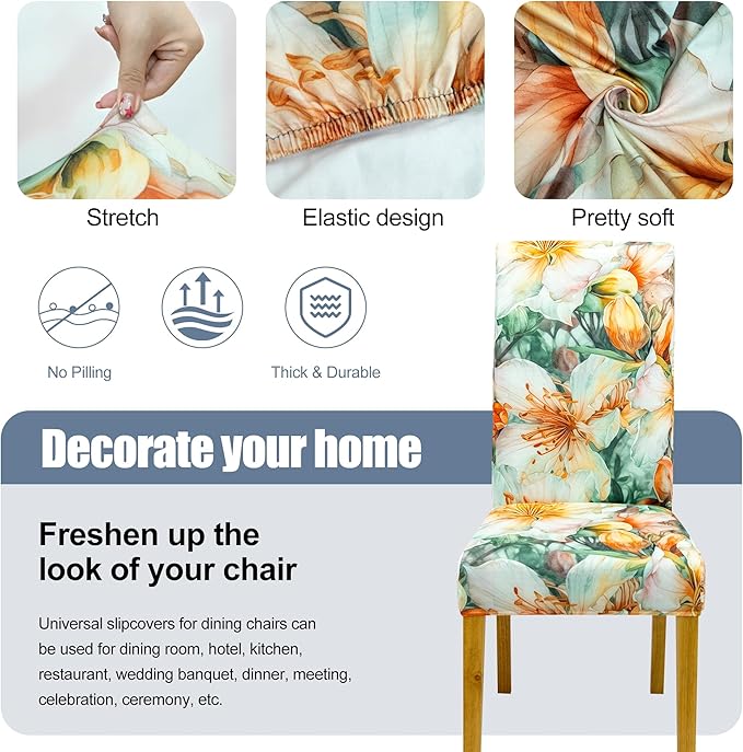 BIETYONE Chair Covers,Dining Room Chair Covers Set of 4,Stretch Kitchen Chair Cover,Washable Dining Chair Cover,Parsons Chair Slipcovers Protective,for Home,Restaurant,Banquet