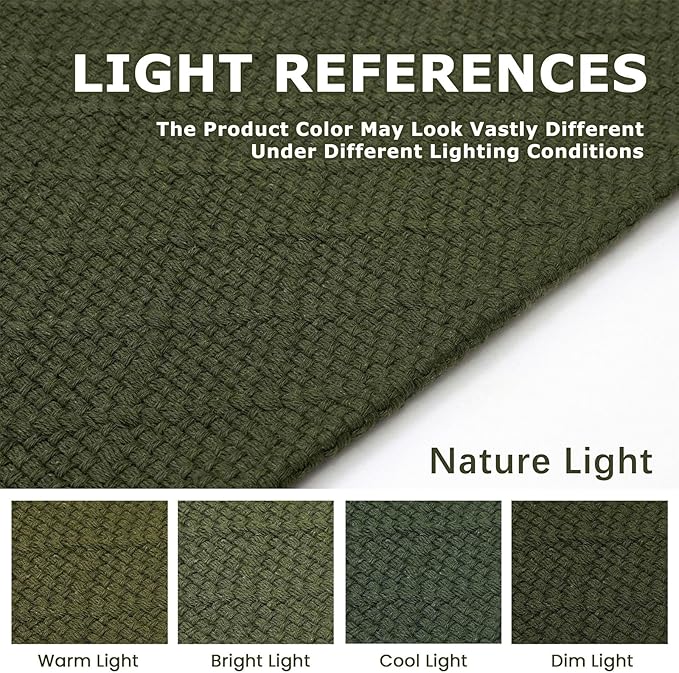 KOZYFLY Runner Rug 2x5 Ft Washable Runners for Hallways Non Slip Rubber Backed Kitchen Runners, Braided Entryway Runner Indoor, Floor Carpet for Hallway Kitchen Entryway Bedroom, Dark Green