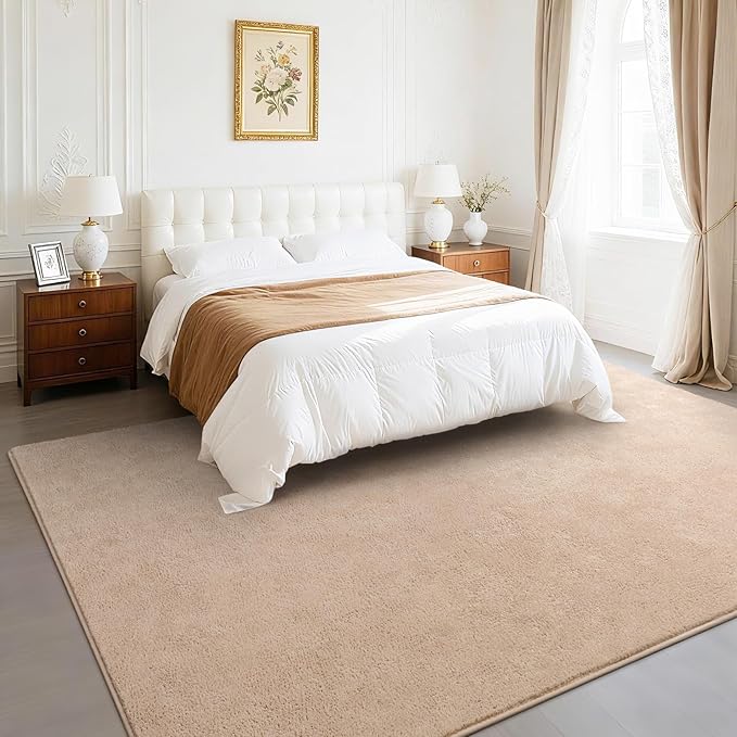 Soft Rugs for Living Room 6x9 Beige, Minimalist Area Rug for Bedroom Nursery Dining Table Dorm, Large Throw Rugs for Men Boys Girls Kids Room Indoor Floor Carpets