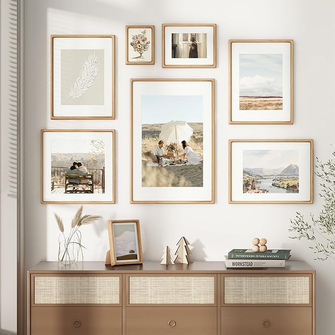 20x30 Poster Frame, USA-Sourced Oak Wood Picture Frame with HD Tempered Glass, Handcrafted Rounded Corner 20 x 30 Wooden Frames Matted to 16x24 Photos, Horizontal or Vertical Wall Display