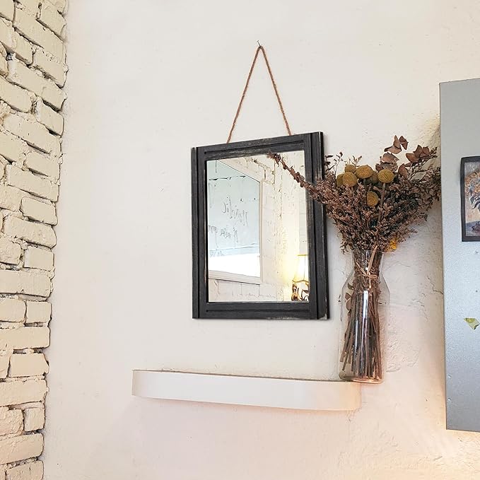 AAZZKANG Wall Mounted Mirror Small Rectangular Retro Mirrors with Wood Frame for Bedroom Living Room Bathroom Entryway
